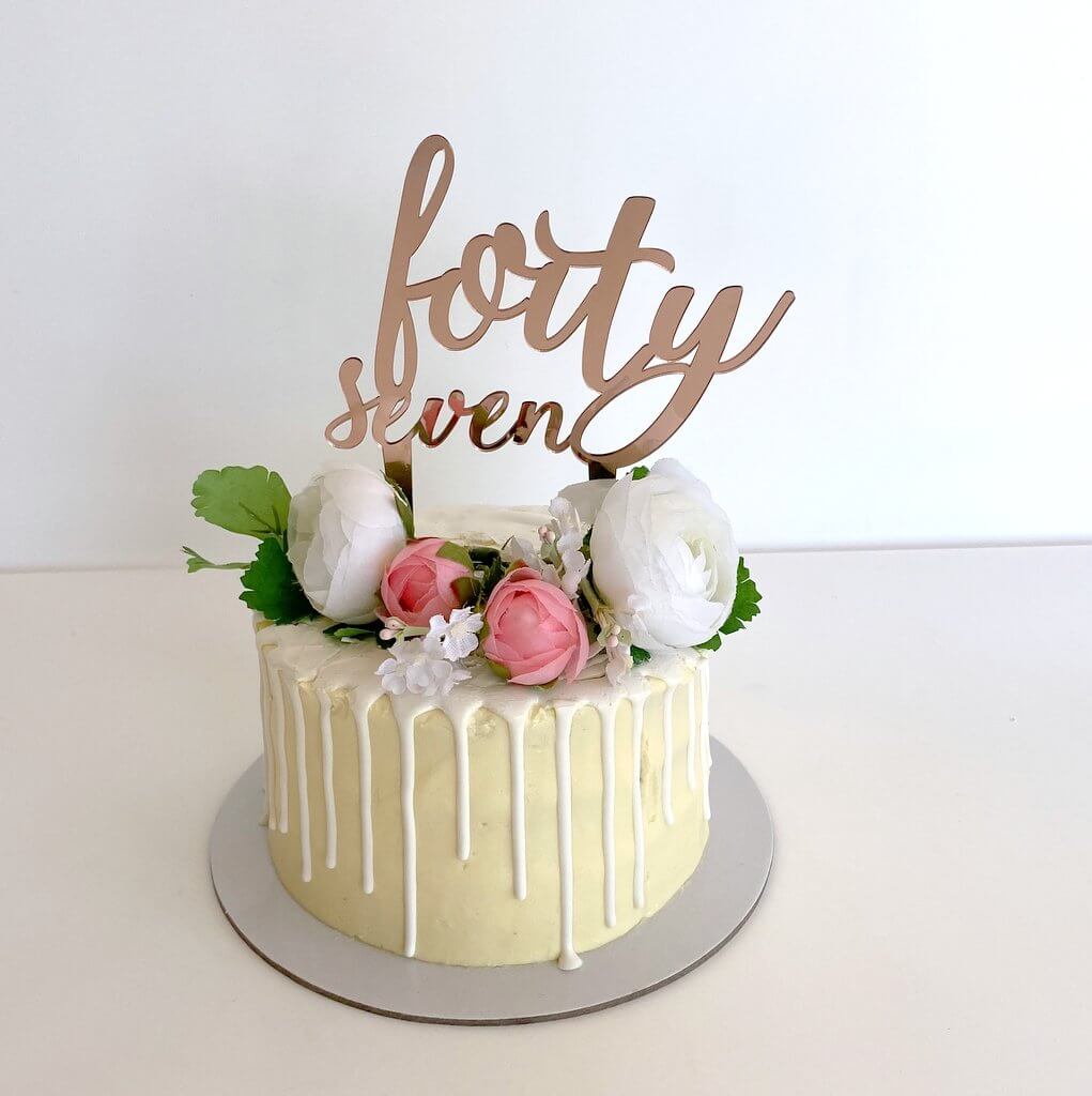 Acrylic Rose Gold Mirror 'forty seven' Birthday Cake Topper