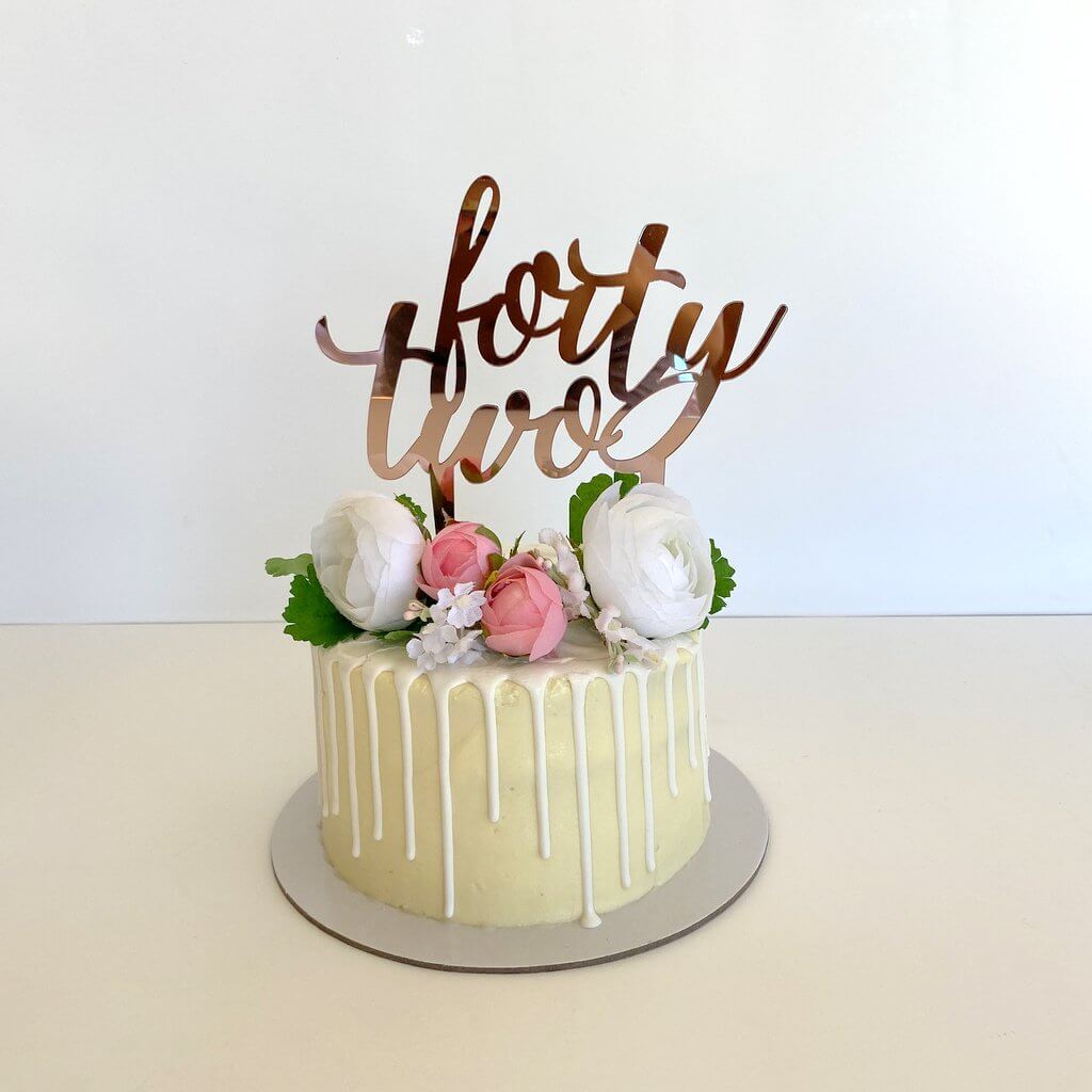Acrylic Rose Gold Mirror 'forty two' Birthday Cake Topper