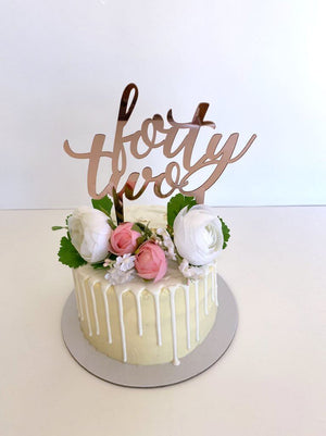 Acrylic Rose Gold Mirror 'forty two' Birthday Cake Topper