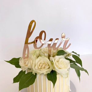 Acrylic Rose Gold Mirror 'Four' Birthday Cake Topper