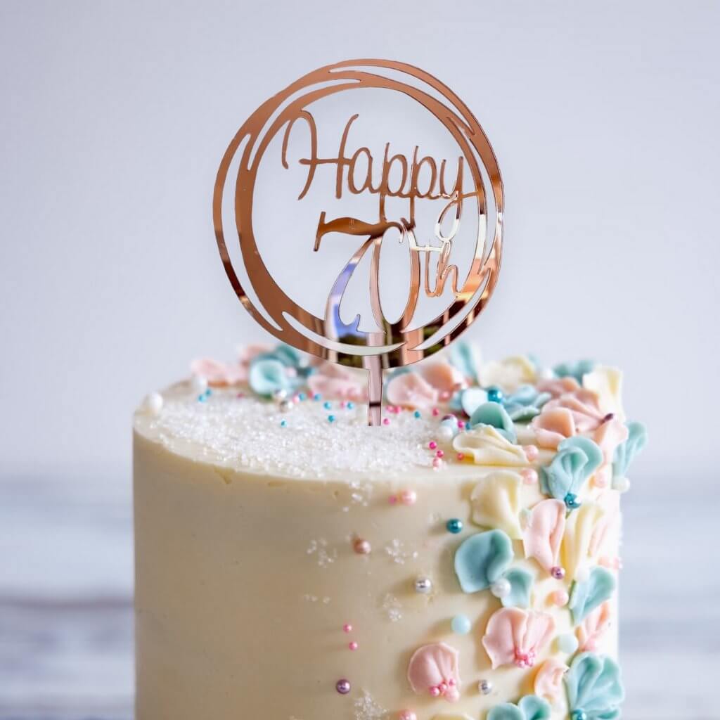 70th Birthday Cake with Flowers - An Elegant Design