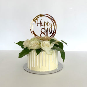 Acrylic Rose Gold Geometric Circle Happy 81st birthday Cake Topper