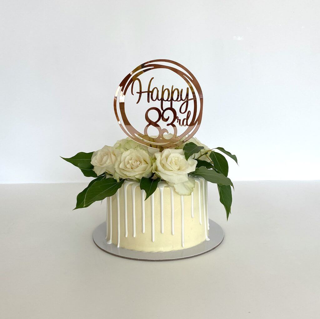 Acrylic Rose Gold Geometric Circle Happy 83rd birthday Cake Topper