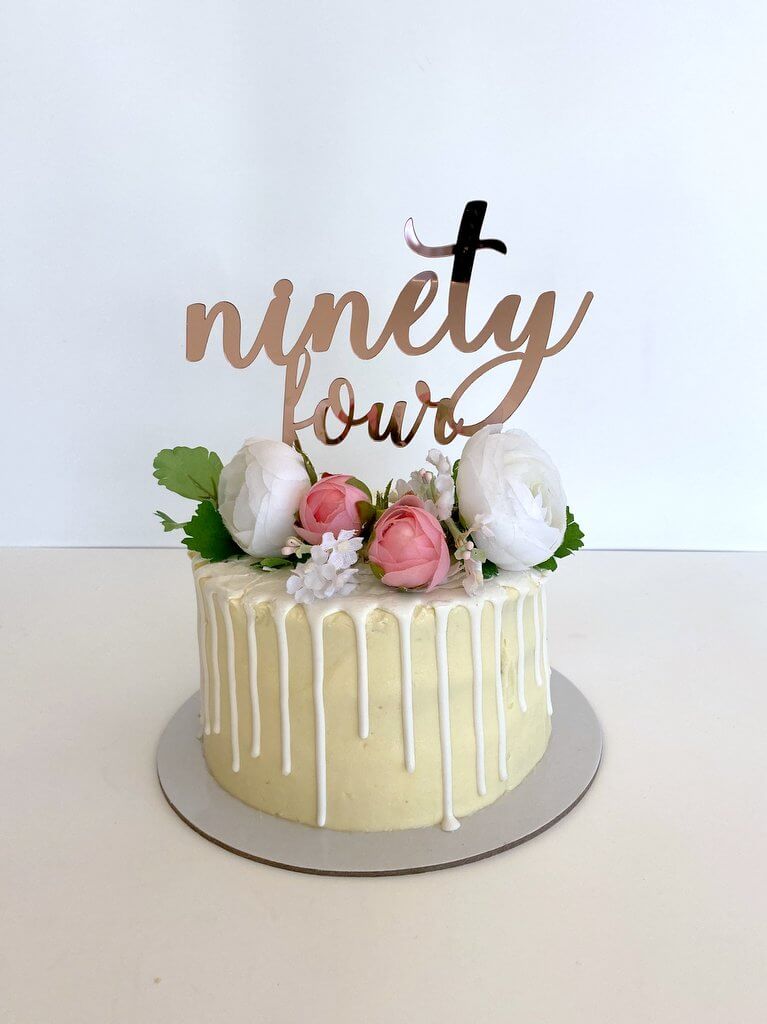Acrylic Rose Gold Mirror 'ninety four' Birthday Cake Topper