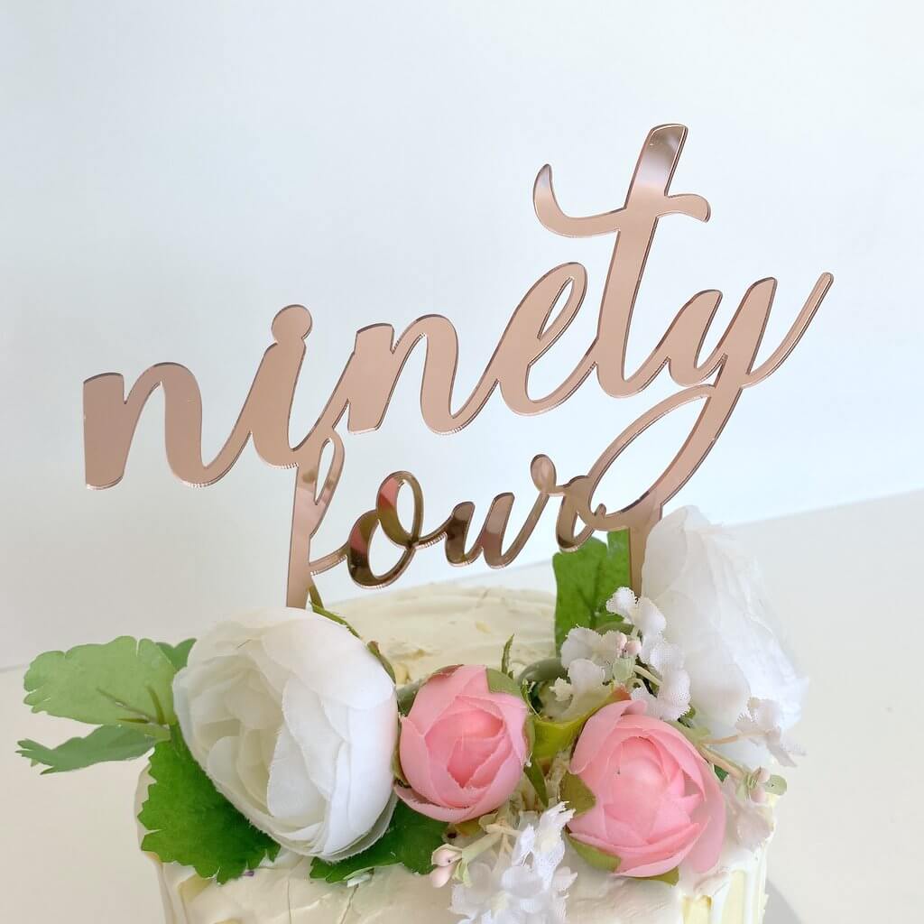 Acrylic Rose Gold Mirror 'ninety four' Birthday Cake Topper