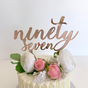 Acrylic Rose Gold Mirror 'ninety seven' Birthday Cake Topper