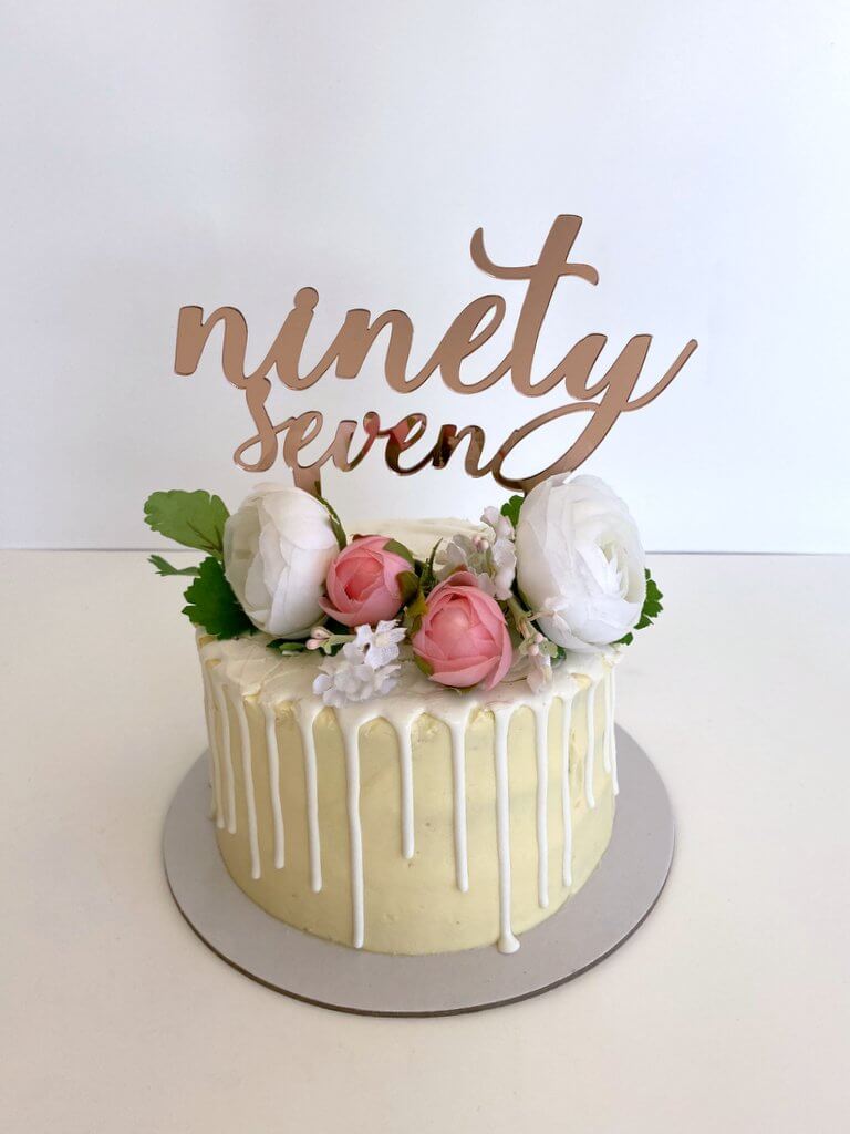 Acrylic Rose Gold Mirror 'ninety seven' Birthday Cake Topper