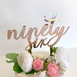 Acrylic Rose Gold Mirror 'ninety six' Birthday Cake Topper