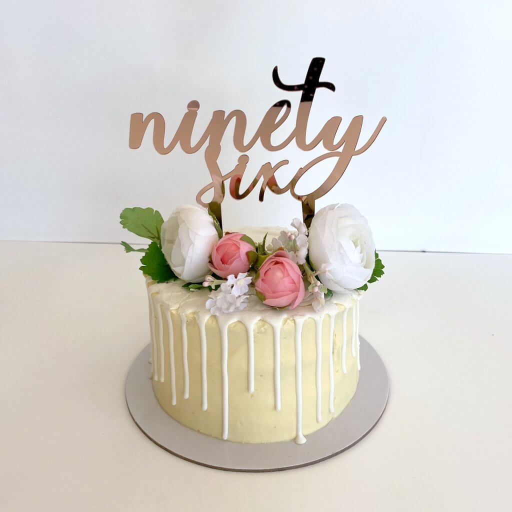 Acrylic Rose Gold Mirror 'ninety six' Birthday Cake Topper
