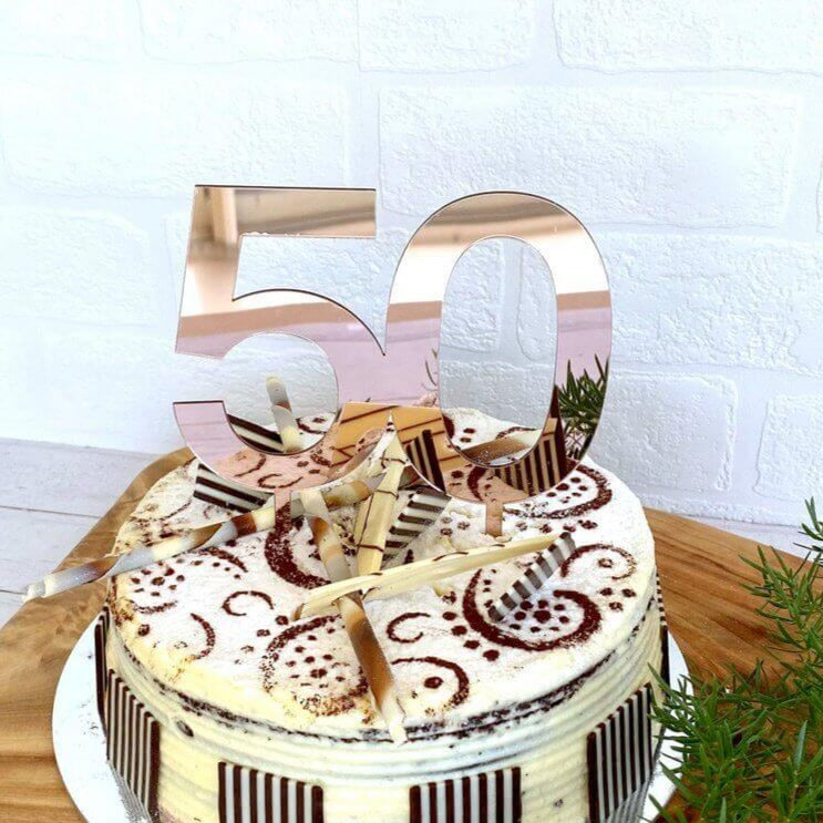 Acrylic Rose Gold Mirror Number 50 Birthday Cake Topper - Online ...