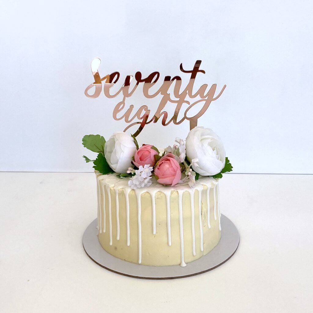 Acrylic Rose Gold Mirror 'seventy eight' Birthday Cake Topper