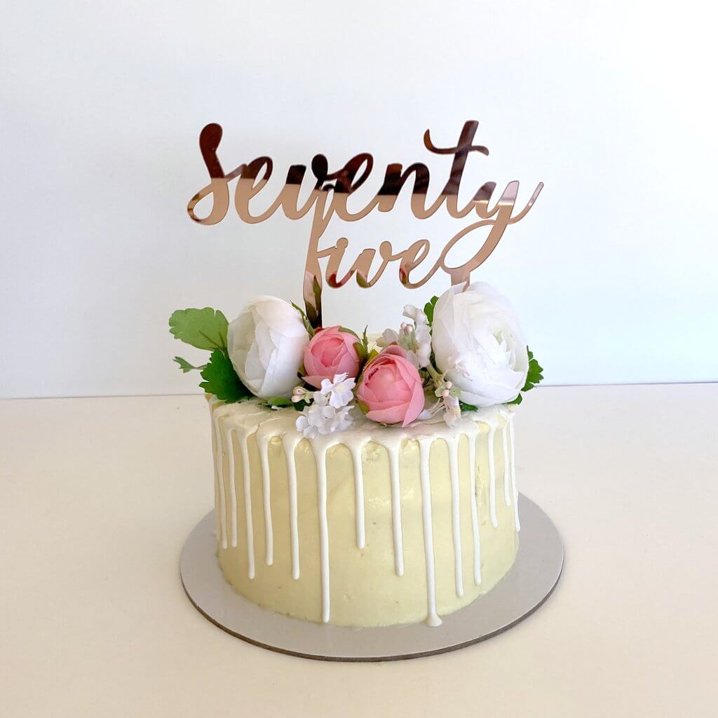 Acrylic Rose Gold Mirror 'seventy five' Birthday Cake Topper
