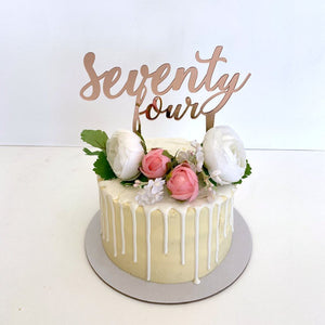 Acrylic Rose Gold Mirror 'seventy four' Birthday Cake Topper