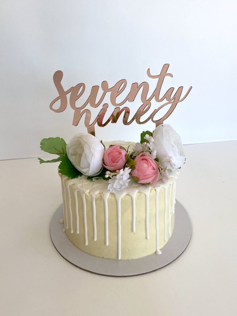 Acrylic Rose Gold Mirror 'seventy nine' Birthday Cake Topper