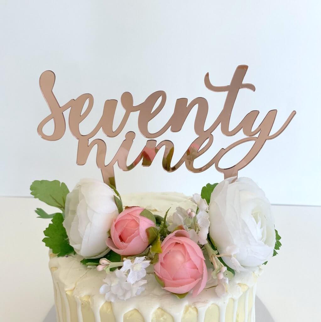 Acrylic Rose Gold Mirror 'seventy nine' Birthday Cake Topper