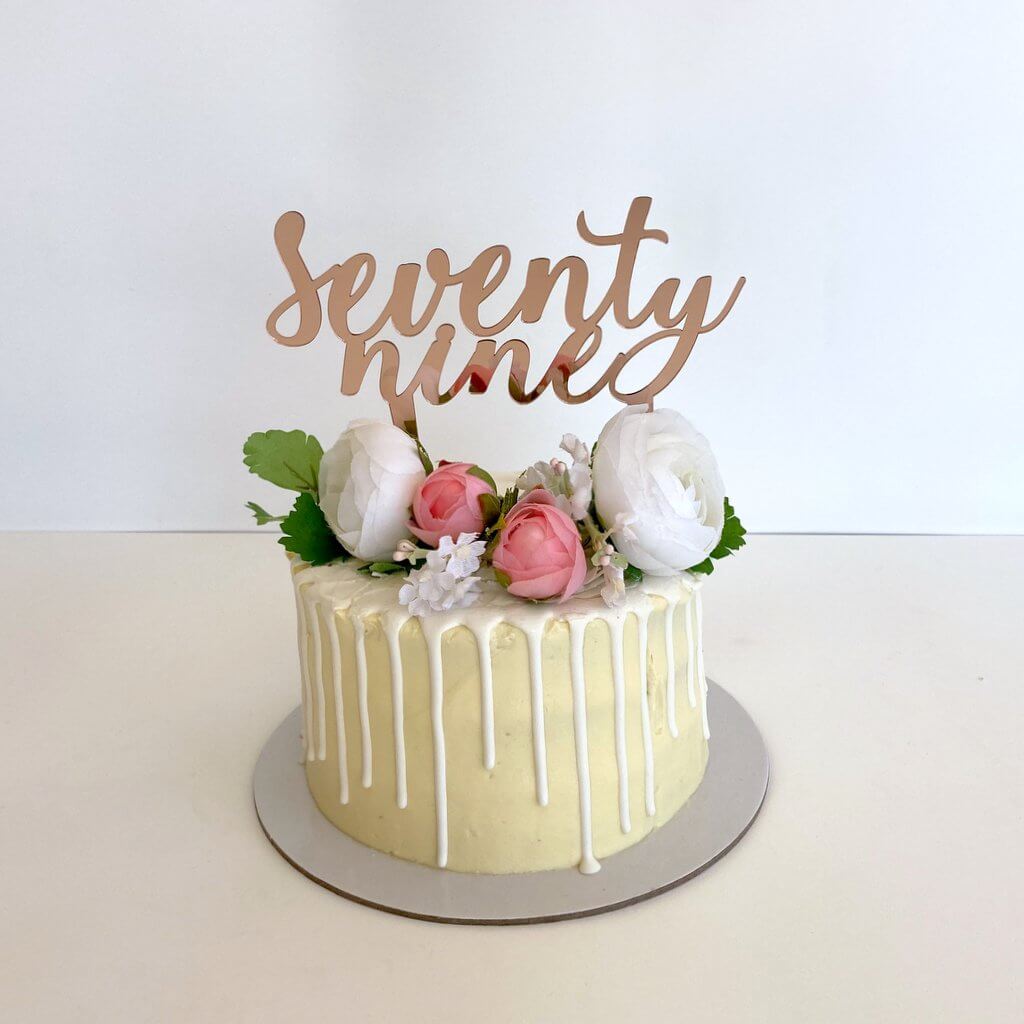 Acrylic Rose Gold Mirror 'seventy nine' Birthday Cake Topper