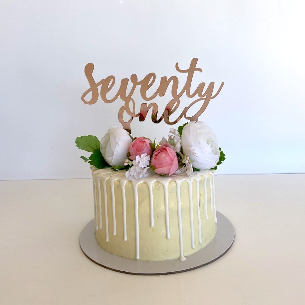 Acrylic Rose Gold Mirror 'seventy one' Birthday Cake Topper