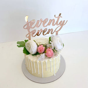 Acrylic Rose Gold Mirror 'seventy seven' Birthday Cake Topper