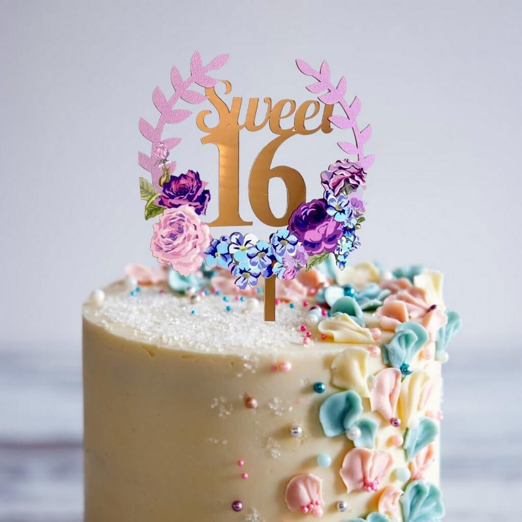 Glitter Gold Sweet 16 Cake Topper 16th Happy Birthday Party Decoration |  eBay