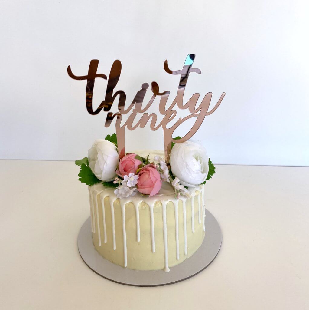 Acrylic Rose Gold Mirror 'thirty nine' Birthday Cake Topper