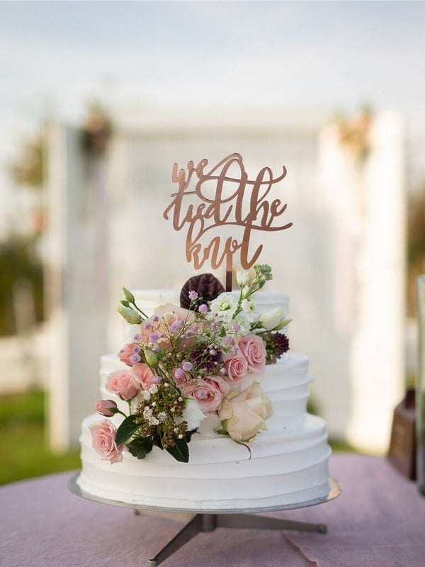 Rose Gold We Tied The Knot Wedding Cake Topper