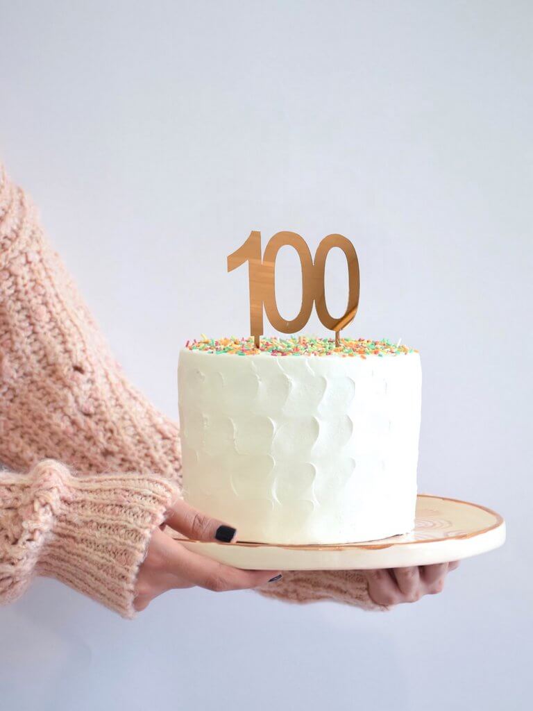 100th Birthday Anniversary (Celebrate 100) (6 x 4inch) Elegant Cake Topper  - Red - Walmart.com