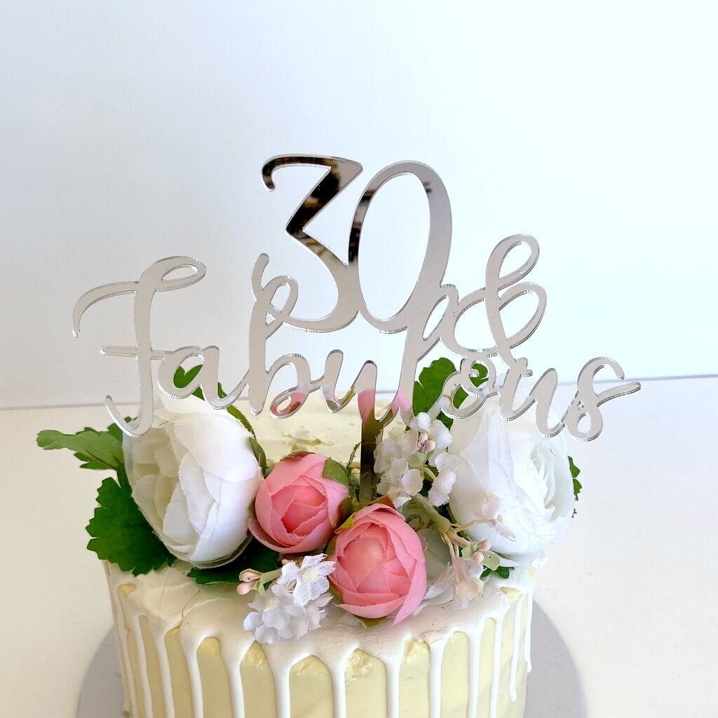 Acrylic Silver Mirror 30 & Fabulous Birthday Cake Topper - Online ...