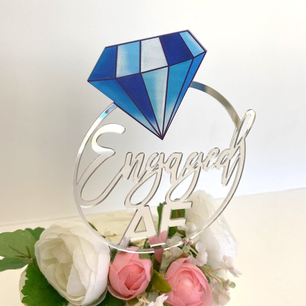 Silver Engaged Loop Diamond Wedding Cake Topper - Online Party ...