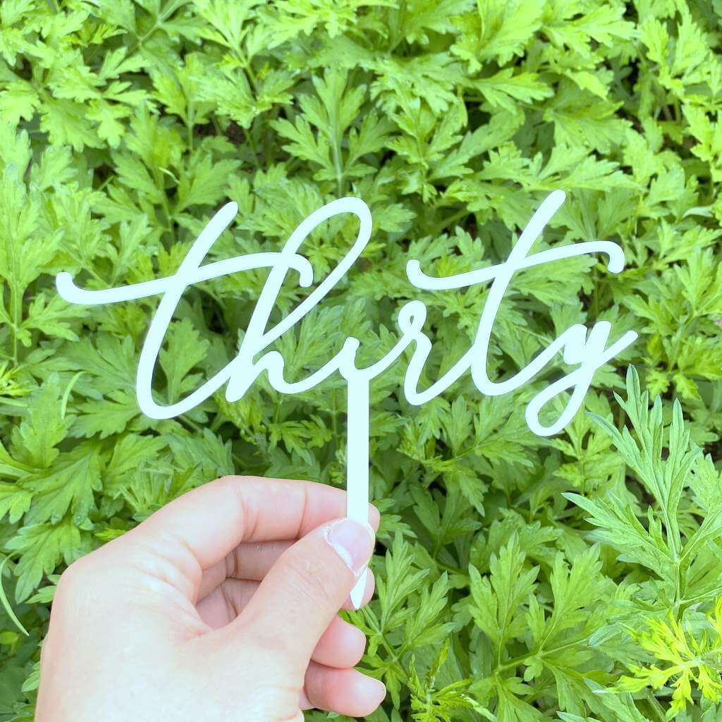 Acrylic Silver Mirror 'Thirty' Cake Topper
