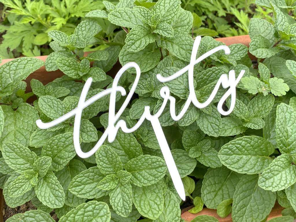 Acrylic Silver Mirror 'Thirty' Cake Topper