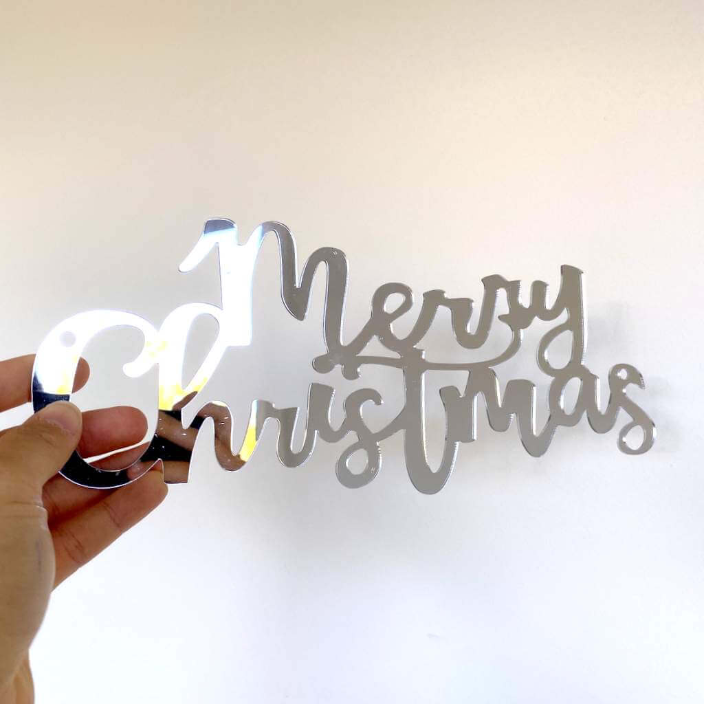 Silver Mirror Acrylic Merry Christmas Door Sign