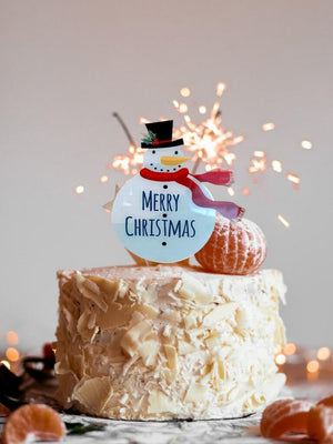 Acrylic Snowman Merry Christmas Cake Topper