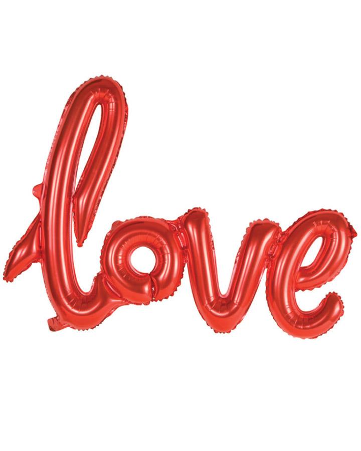 Red Love Script Foil Balloon