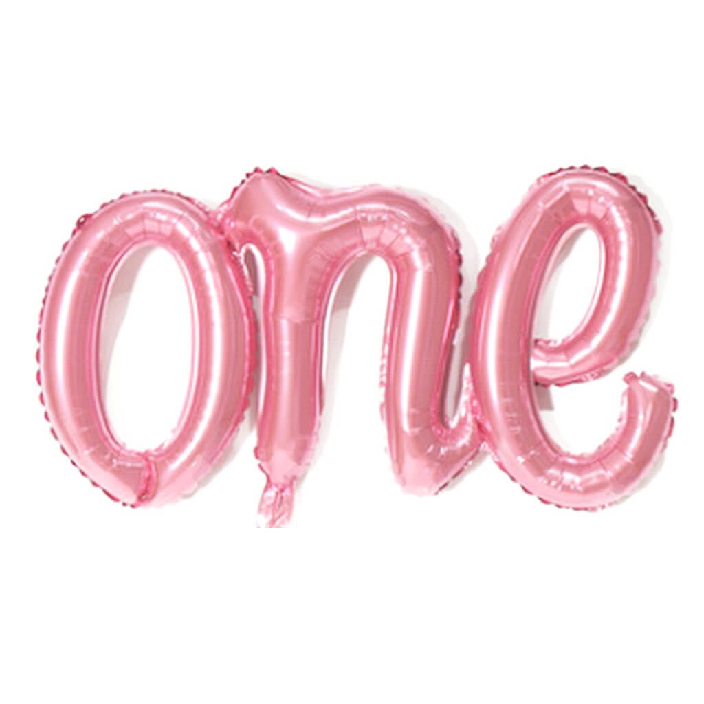 Pink 'one' Script First Birthday Party Foil Balloon