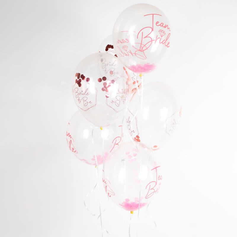 Rose Gold Pink Team Bride 30cm Latex Balloons with Confetti