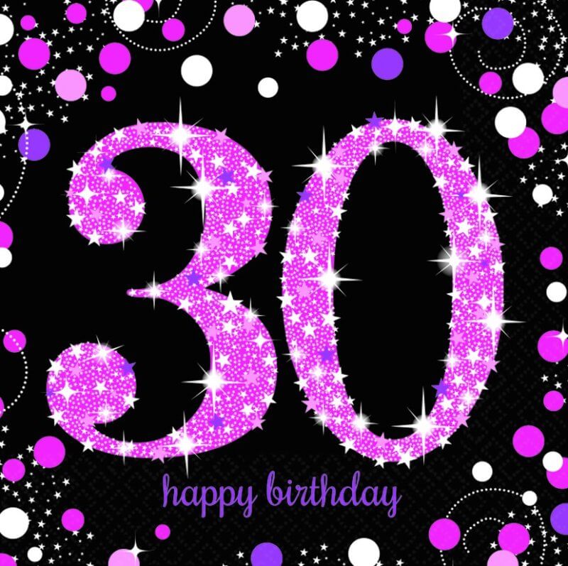 Amscan Pink Celebration 30 Birthday Lunch Napkin 16 Pack