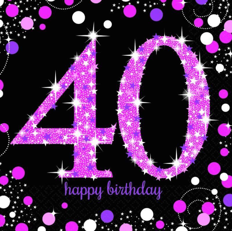 Amscan Pink Celebration 40 Birthday Lunch Napkin 16 Pack