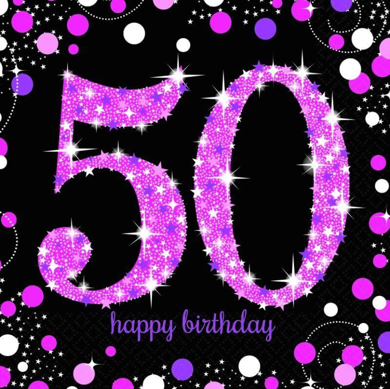 Amscan Pink Celebration 50 Birthday Lunch Napkin 16 Pack