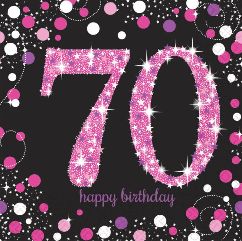 Amscan Pink Celebration 70 Birthday Lunch Napkin 16 Pack