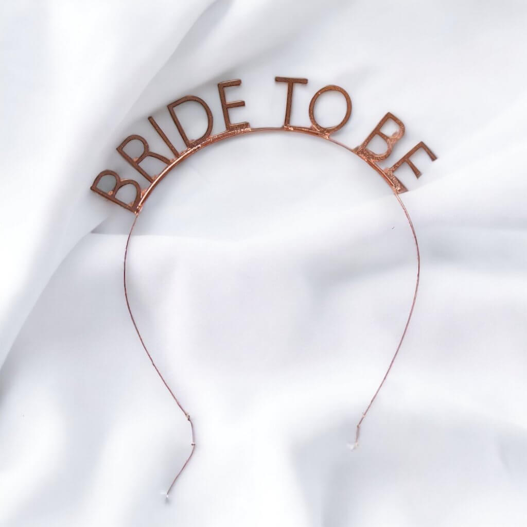 Metal Rose Gold Bride To Be Headband - Bridal Shower, Hen Party & Wedding Hair Accessories for Brides
