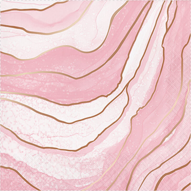 Amscan Rose Gold Foil 'Rose All day' Lunch Napkins - Geode Design