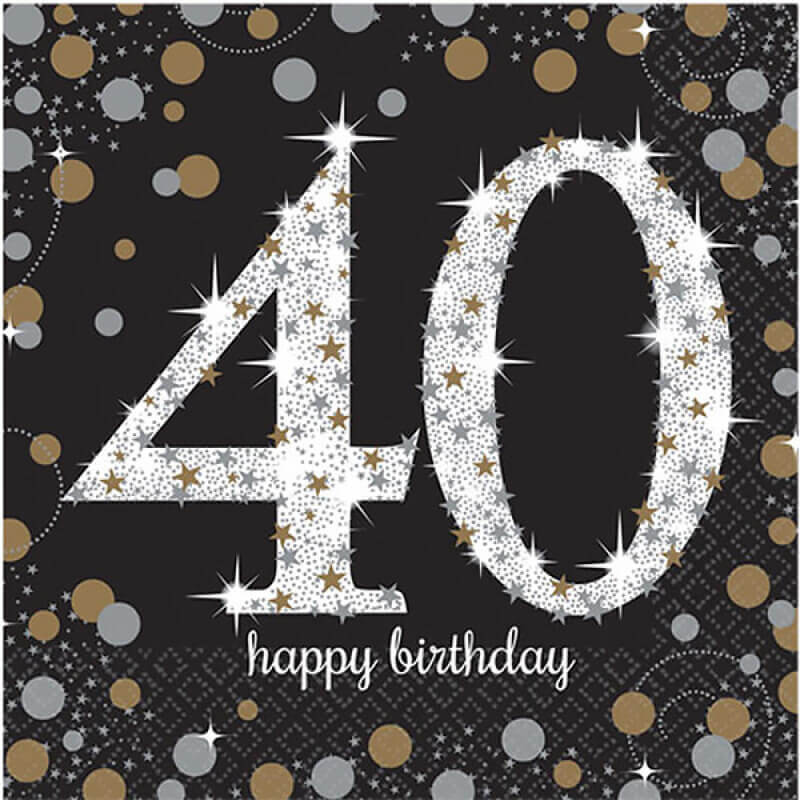 Amscan Sparkling Celebration 40 Birthday Lunch Napkin 16 Pack