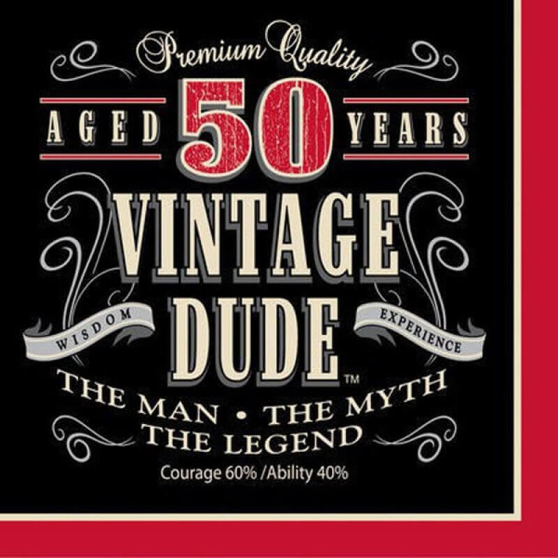 Amscan Vintage Dude 50th Birthday Lunch Napkin 16 Pack