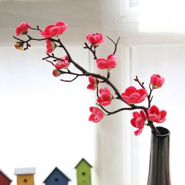 Long Artificial Cherry Blossom Flower Branches - Hot Pink