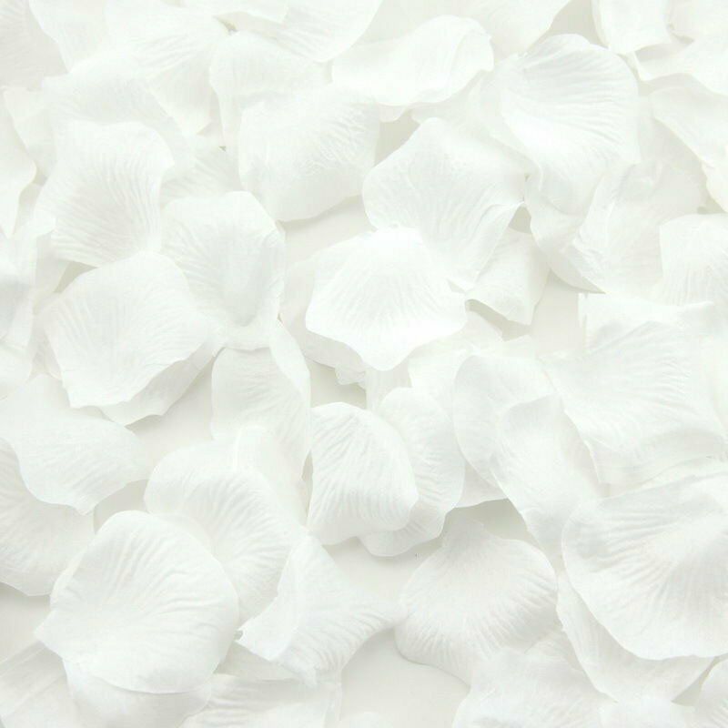 Artificial Fake Realistic Silk White Wedding Rose Petals