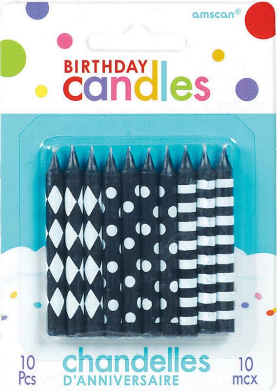 Amscan Black & White Birthday Candle 10 Pack