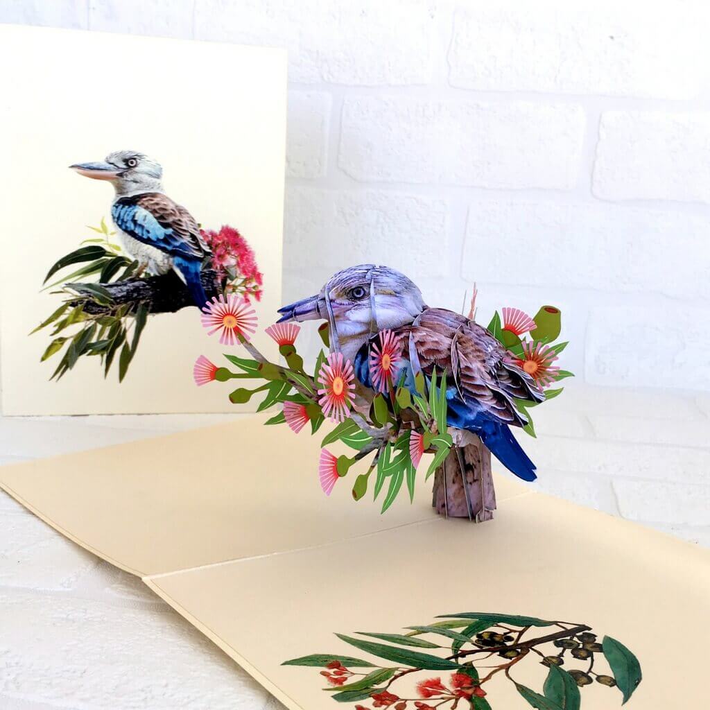 Online Party Supplies Handmade Australian Native Laughing Kookaburra Bird 3D Pop Up Greeting Card