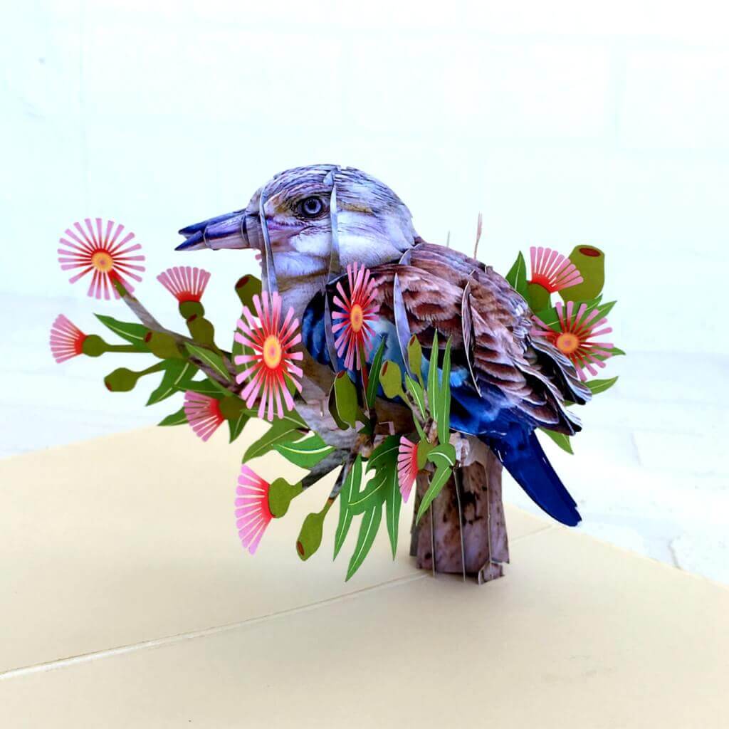 Online Party Supplies Handmade Australian Native Laughing Kookaburra Bird 3D Pop Up Greeting Card