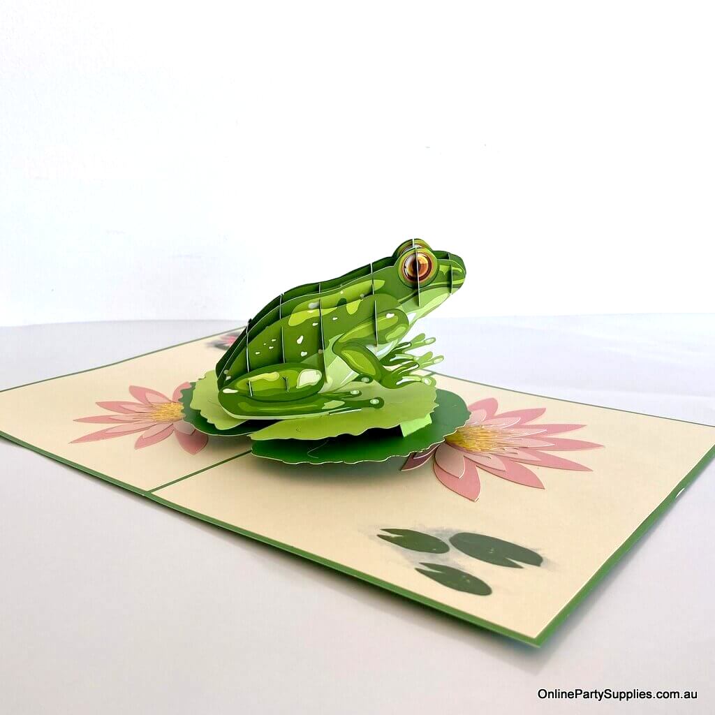 Handmade frog pop card with origami-style laser-cut design