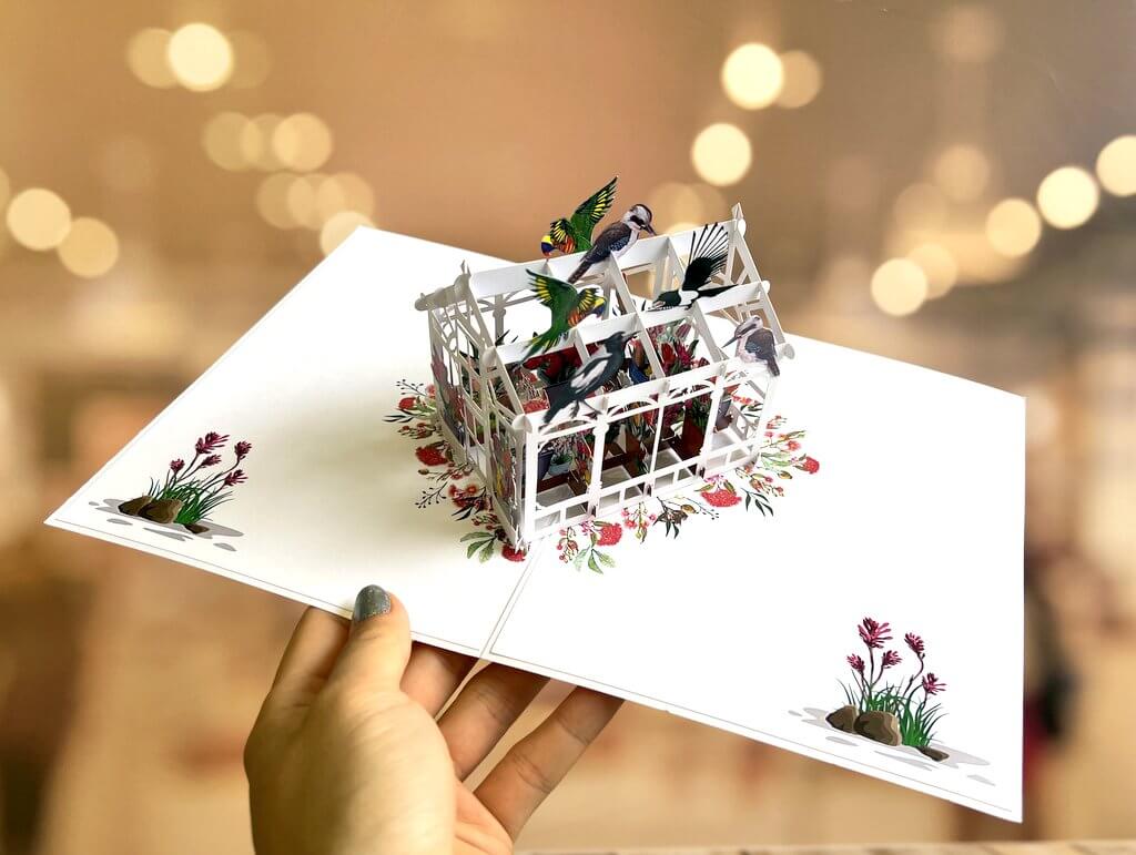 Australian Native Greenhouse Garden & Birds Pop Up Card